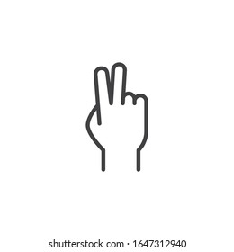 Victory hand gesture line icon. linear style sign for mobile concept and web design. Hand showing two fingers outline vector icon. Symbol, logo illustration. Vector graphics