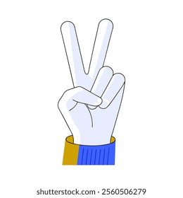 victory hand gesture silhouette peace sign illustrated icon 