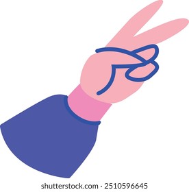 Victory hand gesture. Two fingers color icon isolated on white background