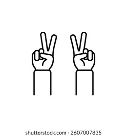 Victory hand gesture vector icon. Hand gesture icon line style. perfect use for logo, presentation, website, and more. modern icon design outline style