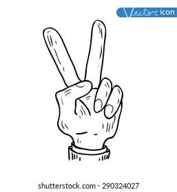 victory hand icon, vector illustration.