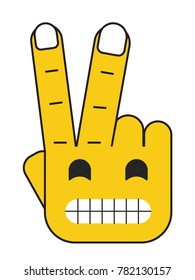 "Victory" Hand Illustration. Grinning Face Emoji vector illustration