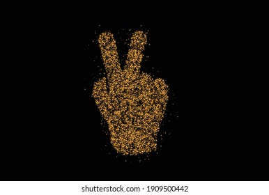 Victory Hand Particle Design Vector icon.