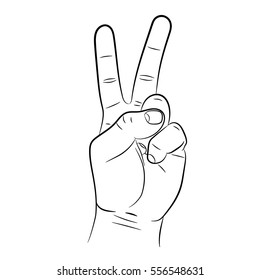 victory hand sign on white background of vector illustrations