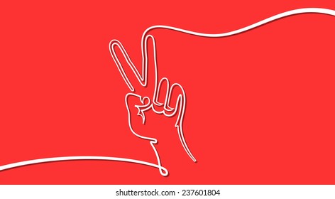 victory hand sign outline vector illustration lineart style