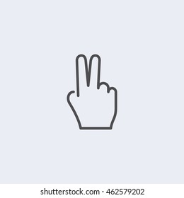 Victory Hand Sign Outline Vector