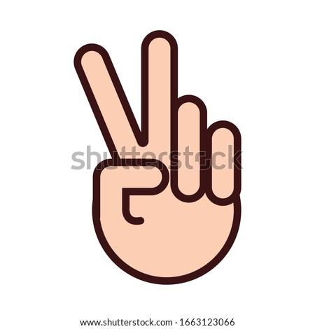 victory hand signal line and fill style vector illustration design