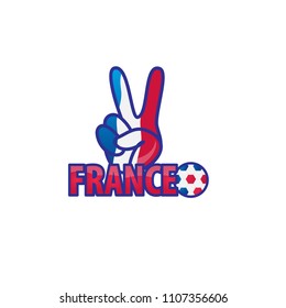 Victory of the hand with a soccer ball France