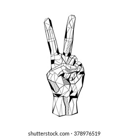 Victory Hand stylized triangle polygonal model