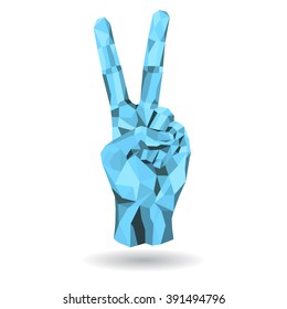 Victory hand stylized triangle polygonal model