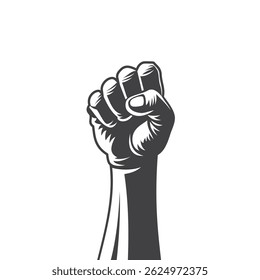 victory hand vector illustration hand clenched black and white design