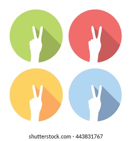 Victory Hands Flat Style Design Icons Set