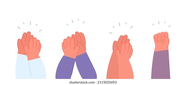 Victory hands. Hand clapping and fist up. Fans or business winners. Basic neutral arm, happy and positive emotions vector concept