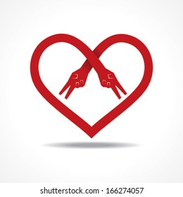 Victory hands make heart shape stock vector