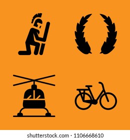 victory, helmet, hero and airplane icons set. Vector illustration for web and design