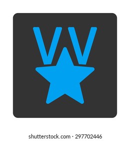 Victory icon from Award Buttons OverColor Set. Icon style is blue and gray colors, flat rounded square button, white background.