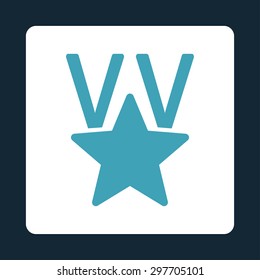 Victory icon from Award Buttons OverColor Set. Icon style is blue and white colors, flat rounded square button, dark blue background.
