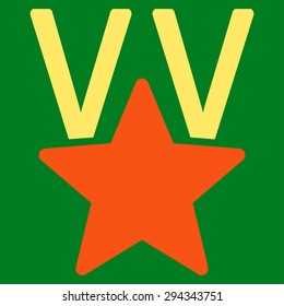 Victory icon from Competition & Success Bicolor Icon Set. Vector style: flat bicolor symbols, orange and yellow colors, rounded angles, green background.