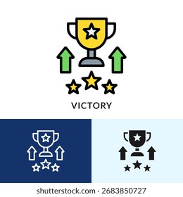 Icono de la victoria lleno de fondo múltiple