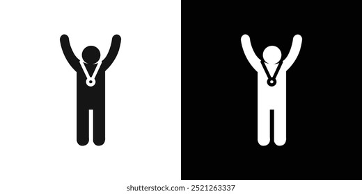 Sieg Symbol Flache Linie Illustration