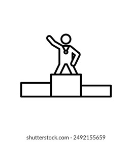 Victory icon linear logo mark in black and white