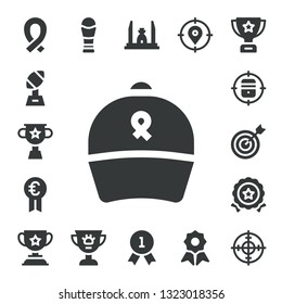 victory icon set. 17 filled victory icons.  Simple modern icons about  - Ribbon, Trophy, Prize, Target, Medal, Award, Democracy monument, Quality