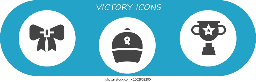  victory icon set. 3 filled victory icons.  Simple modern icons about  - Ribbon, Trophy
