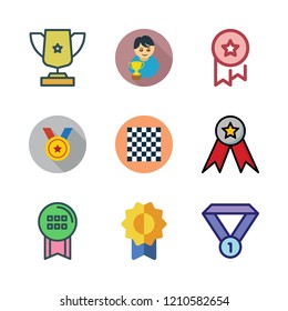 victory icon set. vector set about trophy, winner, chess board and medal icons set.
