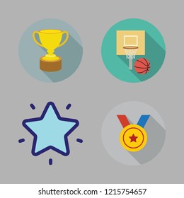 victory icon set. vector set about medal, favorites, trophy and basketball icons set.