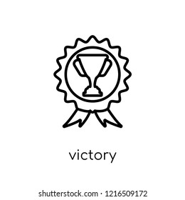 victory icon. Trendy modern flat linear vector victory icon on white background from thin line collection, outline vector illustration