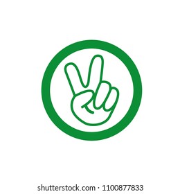 Victory icon vector green color