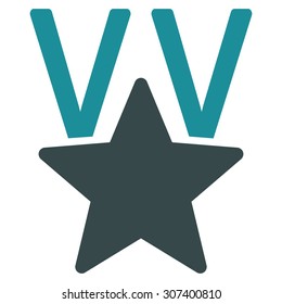 Victory icon. Vector style is flat bicolor symbols, soft blue colors, rounded angles, white background.