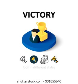 Victory icon, vector symbol in flat, outline and isometric style