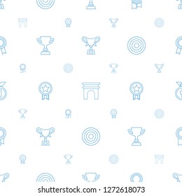 victory icons pattern seamless white background. Included editable line trophy, Arc de Triomphe, medal, award, ribbon icons. victory icons for web and mobile.