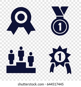 Victory icons set. set of 4 victory filled icons such as medal, ranking