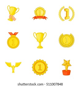 Victory icons set. Cartoon illustration of 9 victory vector icons for web