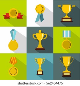 Victory icons set. Flat illustration of 9 victory vector icons for web
