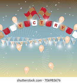 Victory and independence flags on vintage background, stock vector