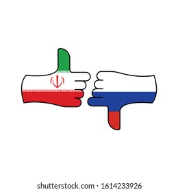 victory iran, loser russia color icon on white background