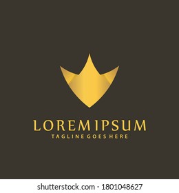 Plantilla de Ilustración del Vector de diseño de logotipos de lujo Victory King Shield