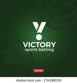 Victory Letter V Medal Prize Sports Logo. Vector Bet Match Logotype