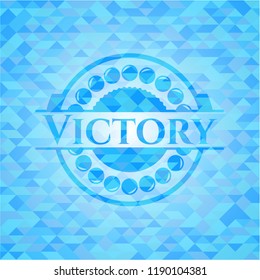 Victory light blue emblem with mosaic background