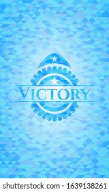 Victory light blue emblem with mosaic background