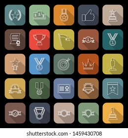 Victory line flat icons with long shadow, stock vector