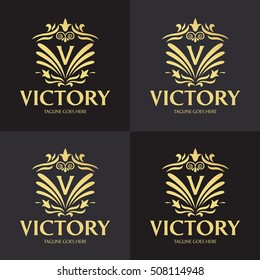 Victory logo design template ,Luxury logo design concept ,Vector illustration
