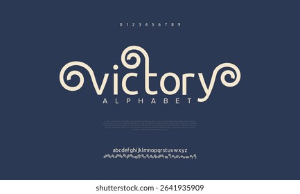 Victory, Luxury elegant alphabet letters and numbers. Vintage wedding typography classic serif font decorative vintage retro. creative vector illustration
