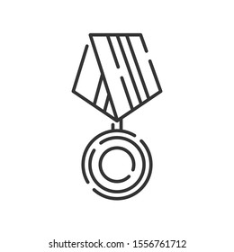 Victory medal black line icon. Championship prize. Sign for web page, mobile app, button, logo. Vector isolated element. Editable stroke.