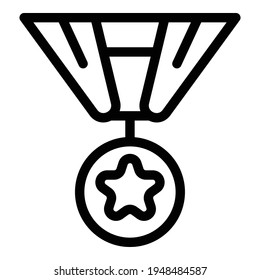 Siegessymbol für die Medaille. Umriss-Siegesmedaille, Vektorsymbol für Webdesign einzeln auf weißem Hintergrund
