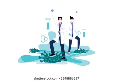 Victory Over Coronavirus Flat Concept Landing Page
