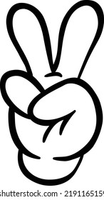 Victory or Peace hand gesture in goofy comic illustration style